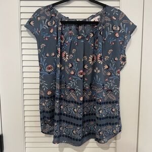 Lauren Conrad Pleated Scoopneck Top - size XL